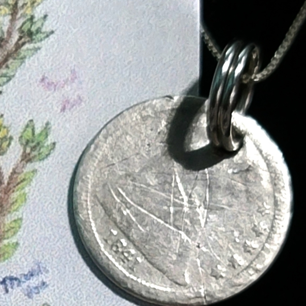 Antique 1841 Seated Liberty Dime Charm & Necklace
